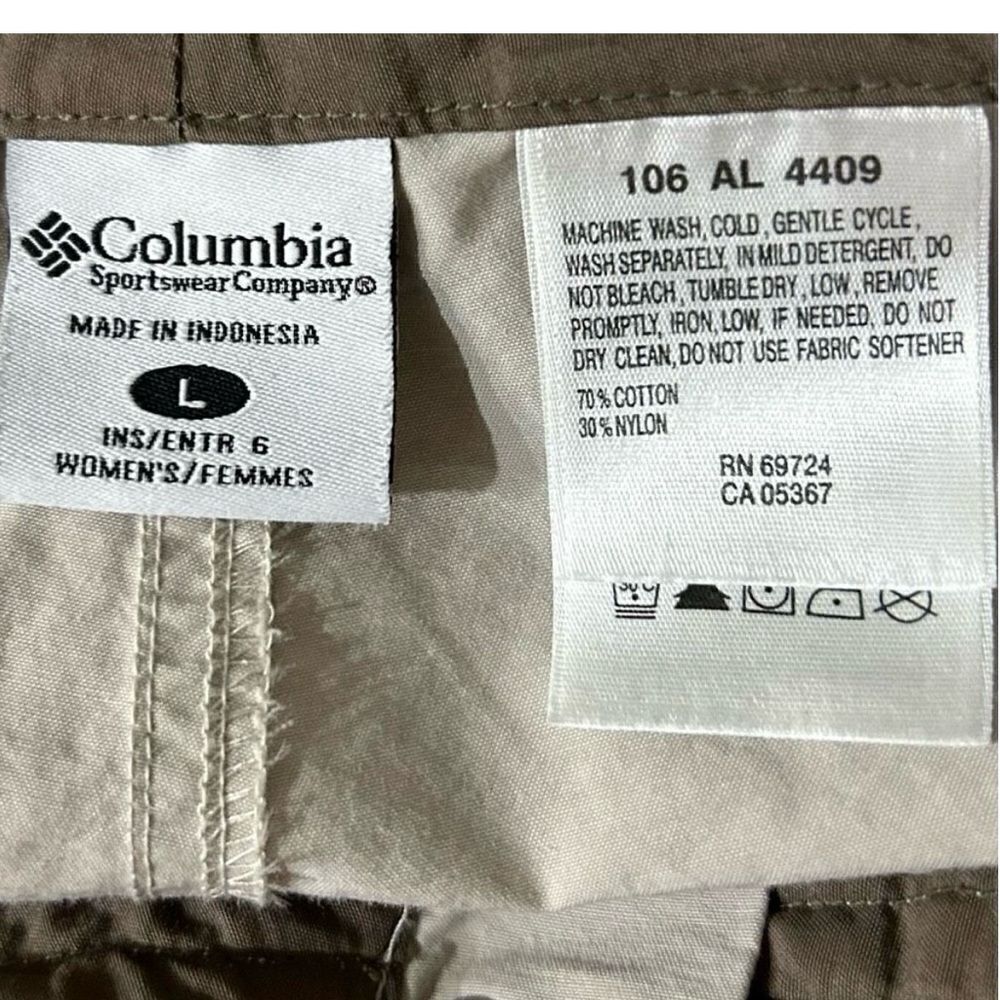 Columbia Women's Large Beige Khaki Shorts Outdoor Active Zip Toggle Mid-Rise - Picture 6 of 6